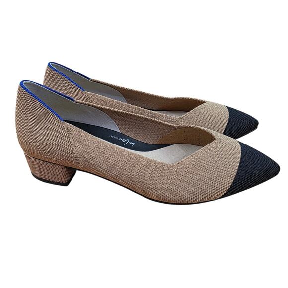 Rothys the High Point Cap Toe Wren Women's US Size 9.5 Tan/Black Knit Classic - Picture 2 of 7